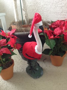 A flamingo Santa