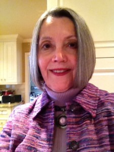 My mom rocking the layered purple look.