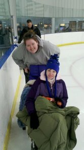 Andrea and Ricka ice skating.