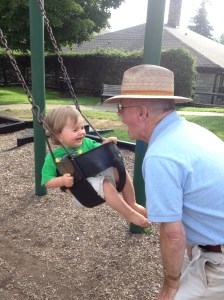 Swinging with Grandpa in Blowing Rock.