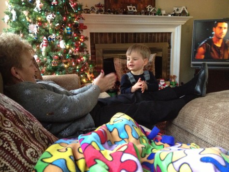 Clapping with Grandma (Chris's mom)