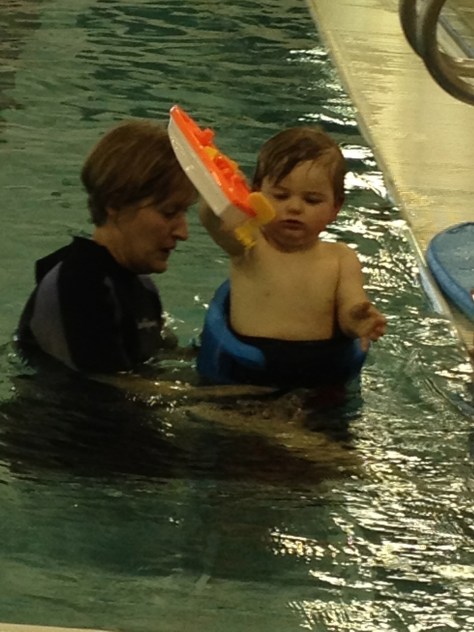 Grandma and Grandpa took Connor to aquatic therapy while we were gone.