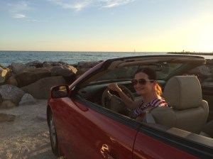 We borrowed Chris's parents' "fun" car for date night.